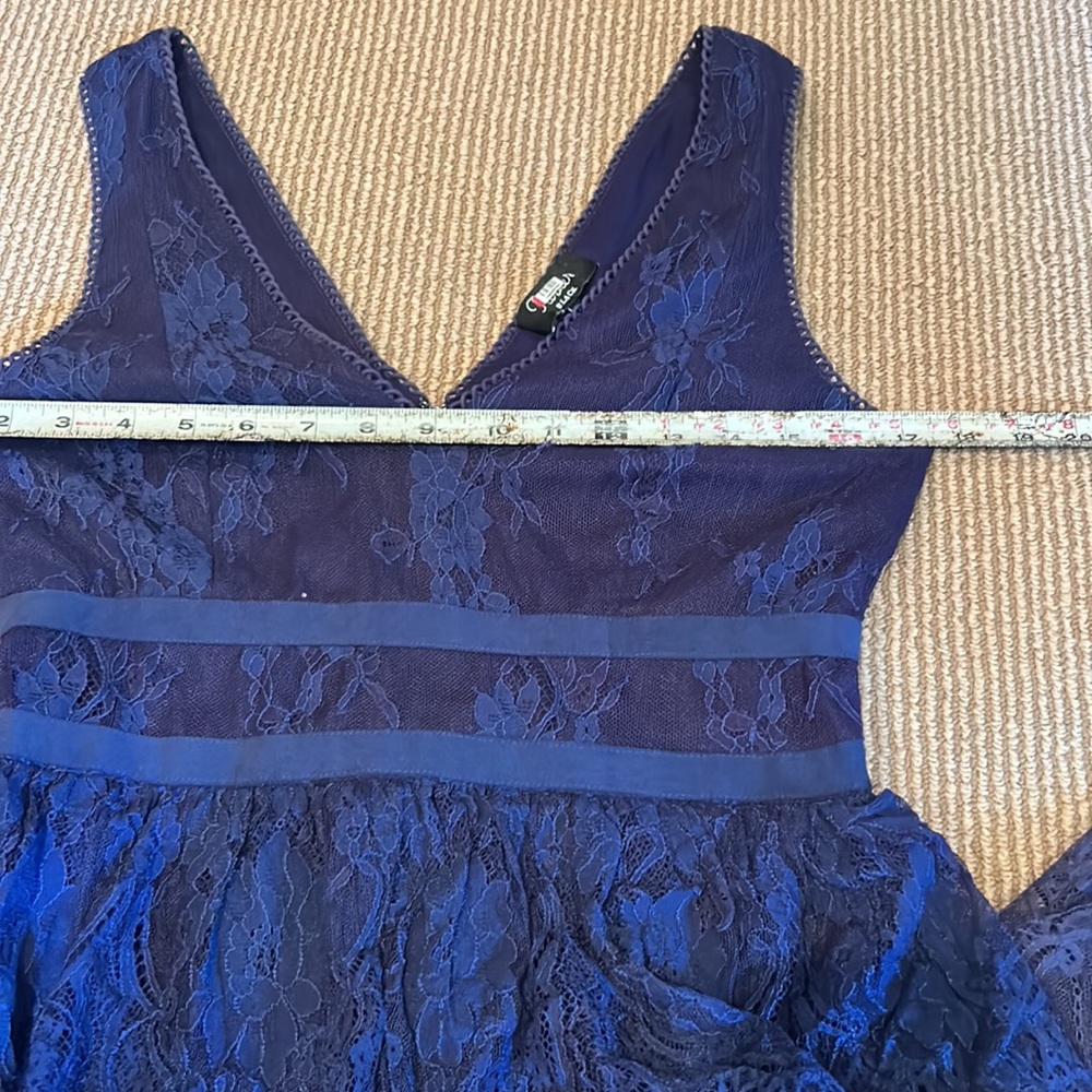 Parker Black Navy Blue Veronica Lace Tiered Sleeveless Maxi Gown sz 6 - Picture 10 of 13